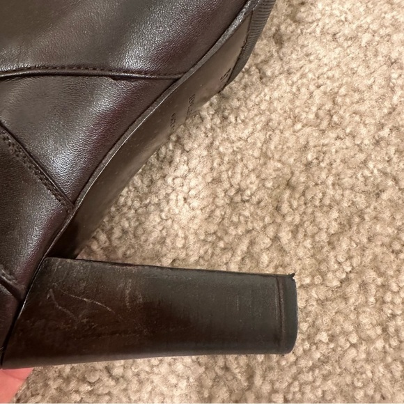 HERMES Brown leather ankle boots in dark brown size 7 - Picture 7 of 12